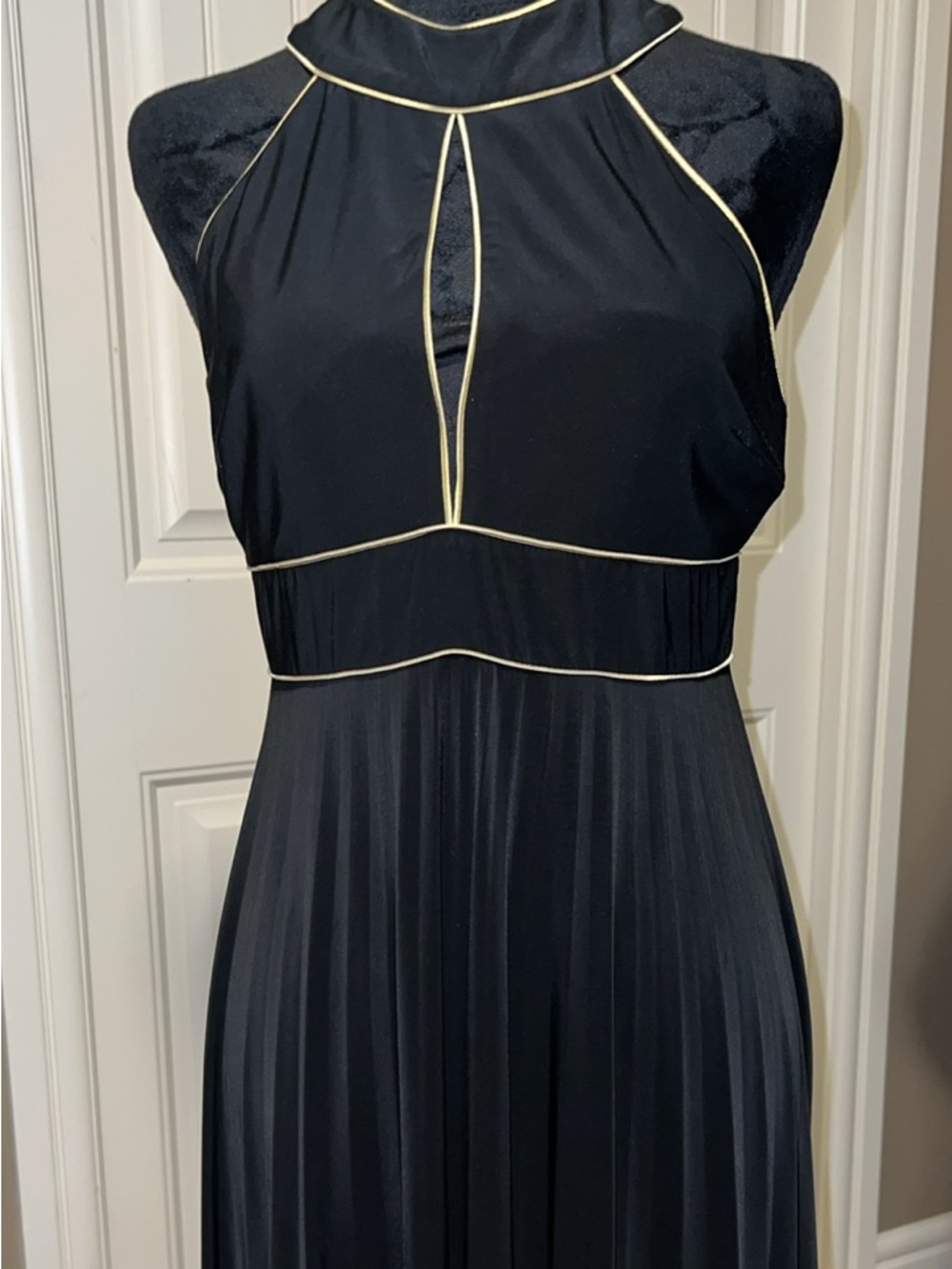 Joseph Ribkoff Black Dress with Gold Piping